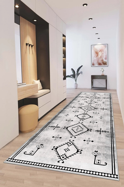 Hülya Home Digital Printed Cutting Runner - Washable Non-Slip Base, Doorway Entrance Carpet 3457