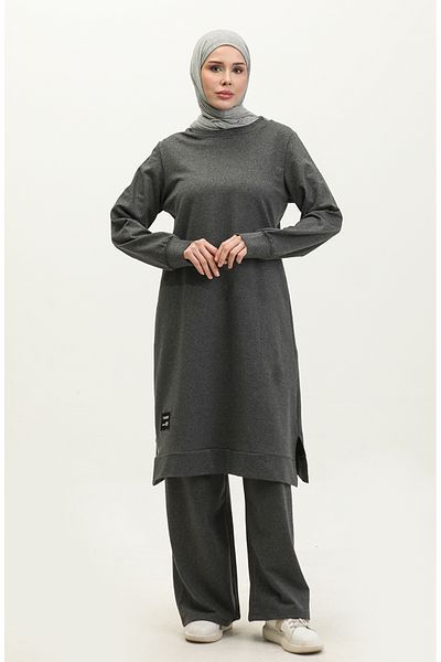 sefamerve Antracitová sada sportovní tuniky a kalhot se dvěma nitěmi - 0293-02