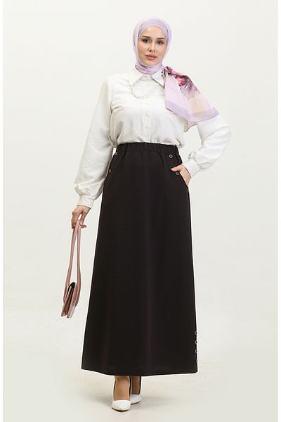 sefamerve Fusta Plum Plus Size 4208-03 - Detaliat nasturi