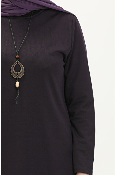sefamerve Purple Necklace Tunic and Trousers Set - 0704-05