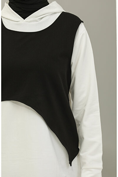 sefamerve Φούτερ με μαύρη κουκούλα εκρού - 23109-01