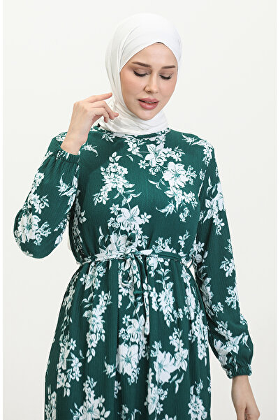 sefamerve Φόρεμα με υφασμάτινο σχέδιο Bürümcük 5010-04 Petrol