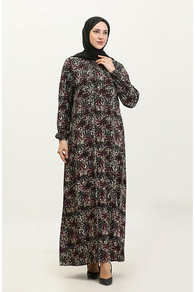 sefamerve Φόρεμα με μοτίβο βισκόζης Plus Size - 44851P-03 Plum