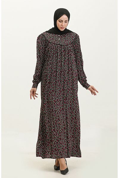 sefamerve Φόρεμα με στάμπα Viscose Plus Size - 4473A-04 Μαύρο Χακί
