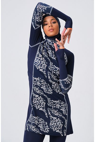 sefamerve Μαγιό Navy Blue Hijab - 23686-02