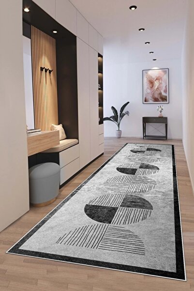 df home Kesme Yolluk Koridor Hol Antre Giriş Halısı Dijital Baskı Yıkanabilir...