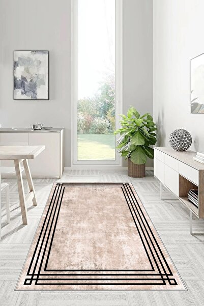 UZZA Salon Halısı Geometrik İskandinav Eskitmeli Dijital Baskı Yıkanabilir Ka...