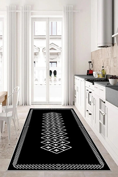 Hülya Home Mutfak Halısı Geometrik İskandinav Eskitmeli Dijital Baskı Yıkanab...