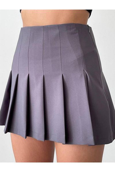 Coral Pleated Mini Bell Skirt (Anthracite)