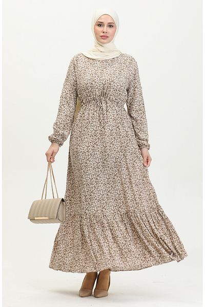 sefamerve Φόρεμα Viscose Mink - Floral Pattern, Model 81859-03