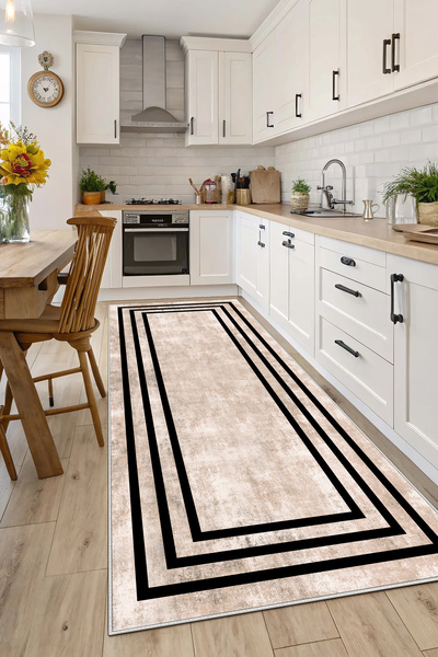 Evimle Makinede yıkanabilir kaymaz taban leke tutmaz mutfak halısı salon halı...