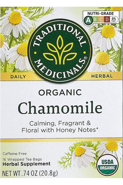 TRADITIONAL MEDICINALS Organic Chamomile Tea | 16 Tea Bags | Soothingly Sweet & Floral | Supports Re