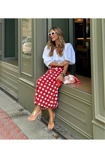 MiMi Red Plaid Skirt