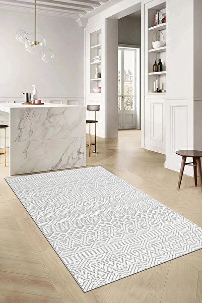 Hülya Home Mutfak Halısı Geometrik İskandinav Eskitmeli Dijital Baskı Yıkanabilir Kaymaz Taban 8142MUTFAKHULYA