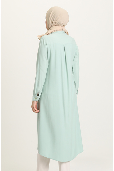 sefamerve Τοπέ βισκόζης με κρυφή πατιλέτα με τσέπες 6435-15 Mint Green