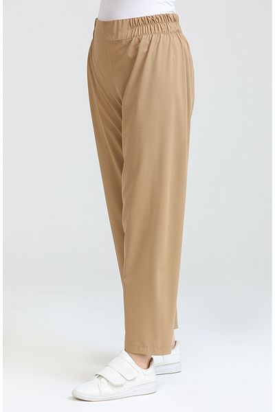 sefamerve Παντελόνι Mink Flat Leg Large Size ελαστικό στη μέση 2750-04