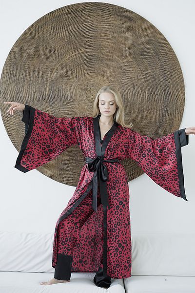 Mita Concept Red Leopard Bat Wing Kimono