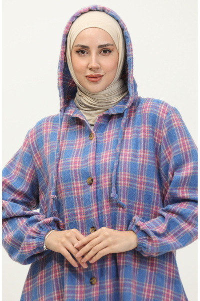 sefamerve NZR001E-02 Μοντέλο καρό καπάκι με κουκούλα Saks