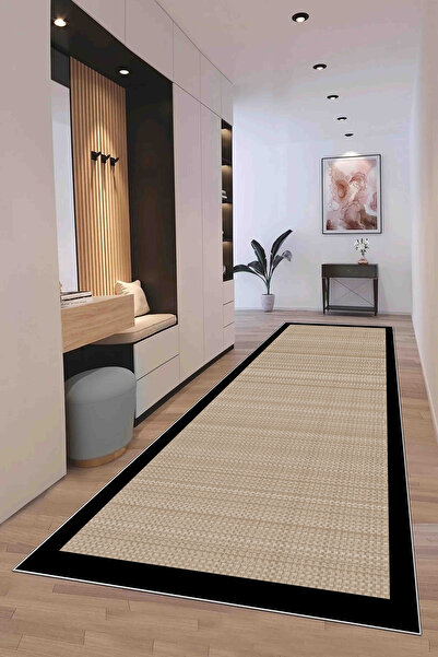 Hülya Home Runner Geometric Scandinavian Antique Digital Printing Washable Non-Slip Base 8167Yollukhulya