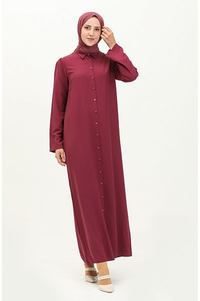 sefamerve Φόρεμα Viscose Sleeve Gathered 5109-04 - Plum