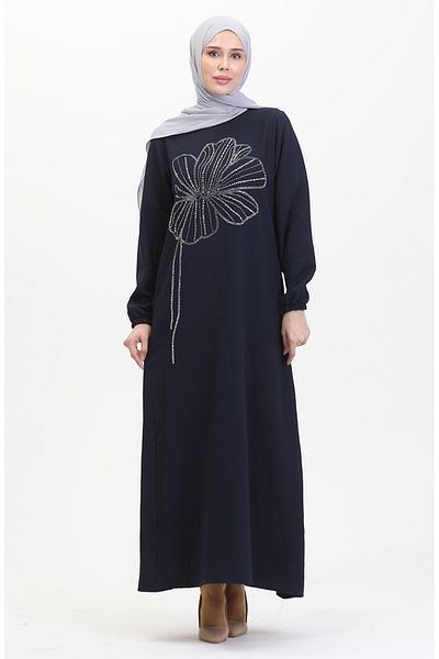 sefamerve Βραδινό φόρεμα κρεπ Navy Blue Stone - 0481-04