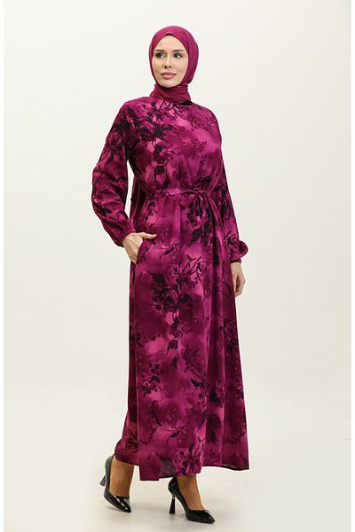 sefamerve Φόρεμα Ahsen Viscose - Floral Print, Plum Black 0329-08