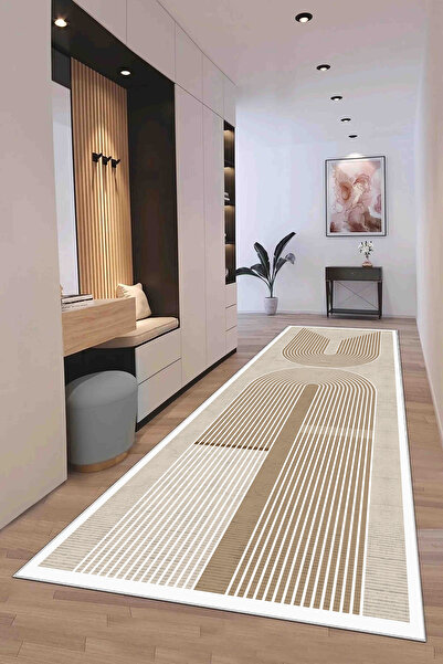 Hülya Home Runner Geometric Scandinavian Tumbled Digital Print Washable Non-Slip Base 8160RunnerHULYA