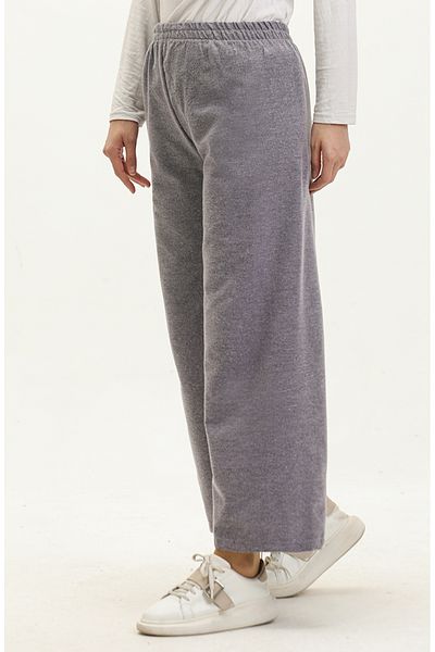 sefamerve Pantaloni liliac cu talie elastică cu picioare largi 6108-04