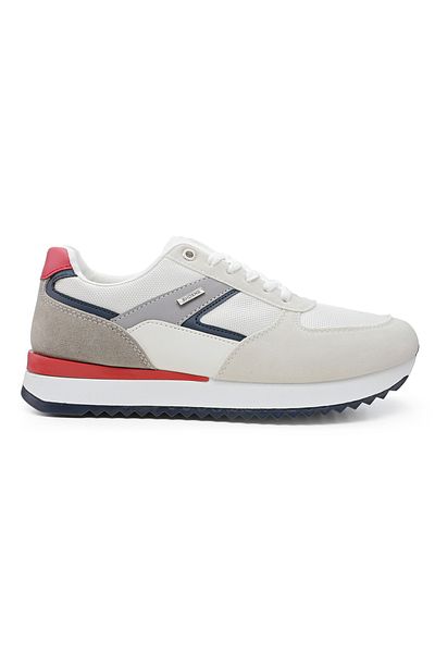 Tmall Pantofi sport bărbătești, cu inserții de plasă, B4000, albi