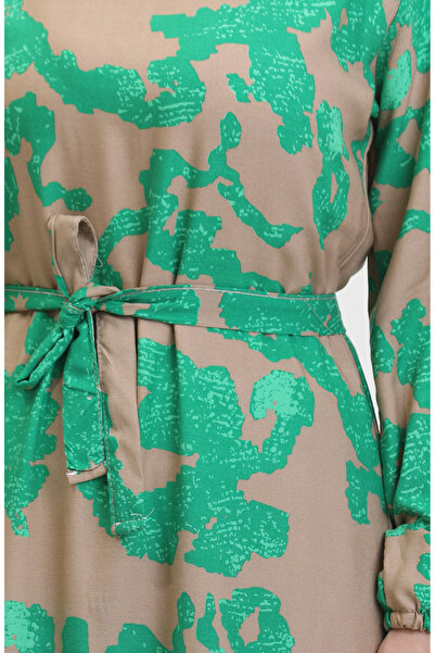 sefamerve Φόρεμα με φούστα με πράσινο σχέδιο - 0451-01