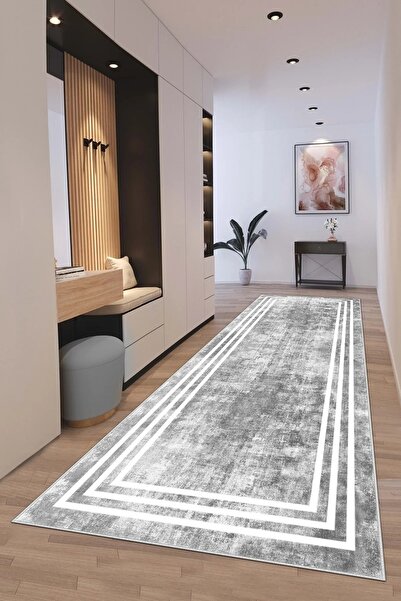 df home Kesme Yolluk Koridor Hol Antre Giriş Halısı Dijital Baskı Yıkanabilir...