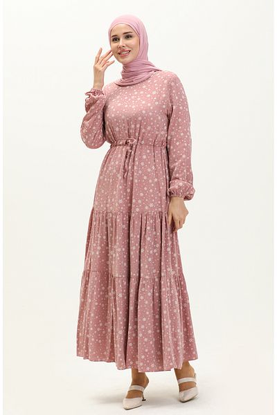 sefamerve Φόρεμα με κορδόνι Dusty Rose Print - 81802-04