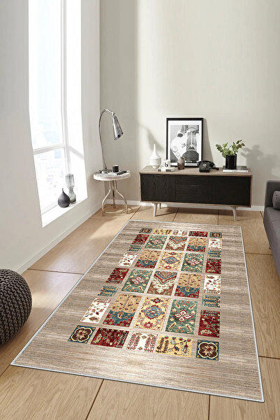 UZZA Kesme Halı Desenli Dijital Baskı Yıkanabilir Kaymaz Taban İnce Salon Mutfak Çocuk Halısı Yolluk