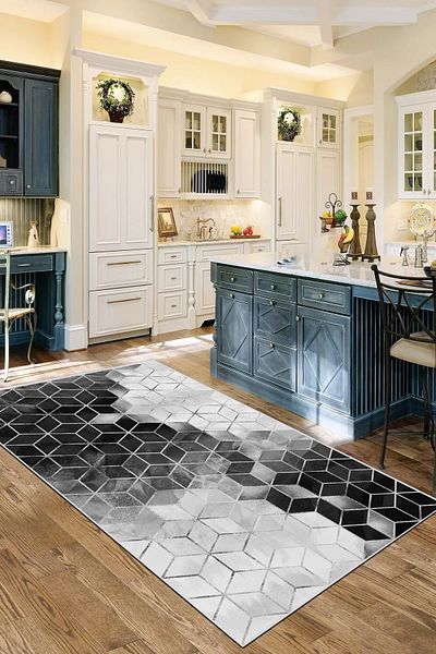 df home Patterned Digital Printed - Washable Non-Slip Based Thin Living Room Children's Rug 8005