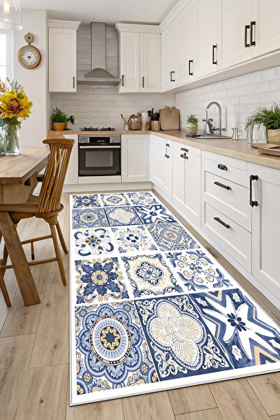 Evimle Makinede yıkanabilir kaymaz taban leke tutmaz mutfak halısı salon halı...