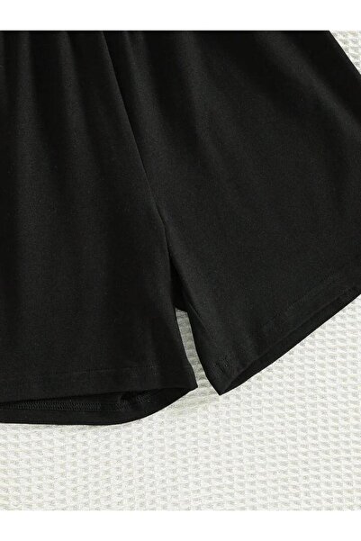 vinraus Girl\Boy Black Don`T Worry Capybara Printed Combed Cotton Shorts-Tshirt Set