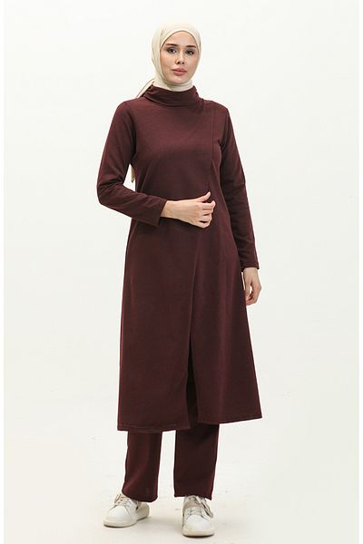 sefamerve Σετ φόρμας 3043-10 Plum Turtleneck