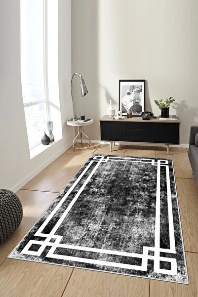df home Salon Halısı Geometrik İskandinav Eskitmeli Dijital Baskı Yıkanabilir...