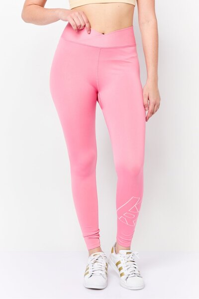 Karl Lagerfeld بنطال ضيق سادة بشعار العلامة التجارية للنساء، وردي