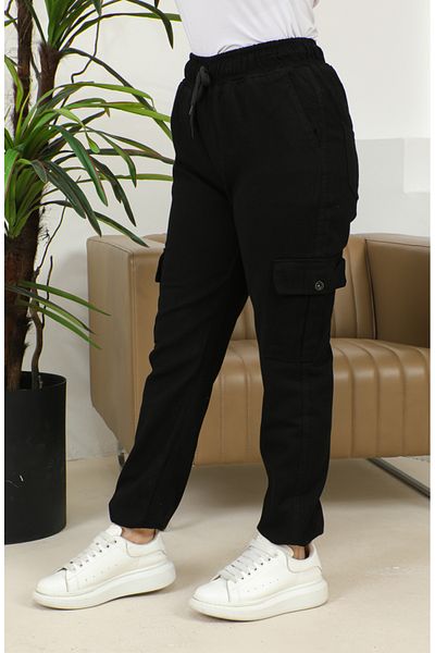 sefamerve Blugi Jogger negri - Talie elastică 3004-01