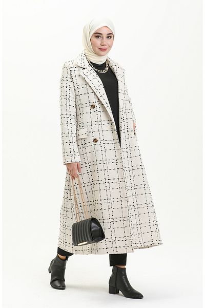sefamerve Παλτό Ecru Tweed - 71209-02 Μοντέλο