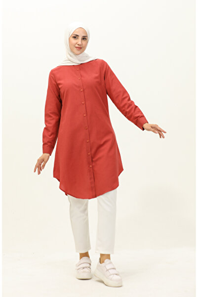 sefamerve Hakim Yaka Tunik 6475-18 Koyu Soğan Kabuğu