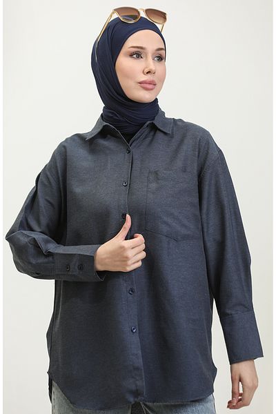 sefamerve Μπλε Navy Pocket Tunic - Μοντέλο 4805-07