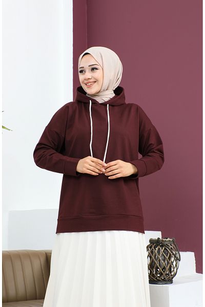 sefamerve Φούτερ Dark Cherry Hooded - 23002-04