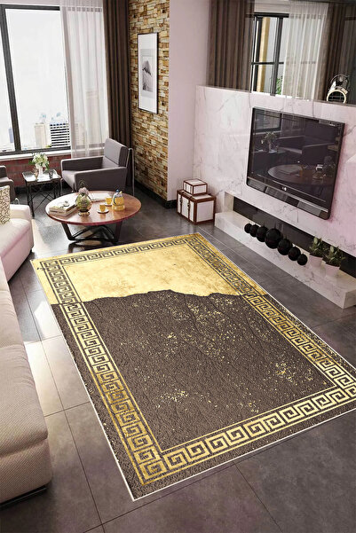 df home Salon Halısı Geometrik İskandinav Eskitmeli Dijital Baskı Yıkanabilir...