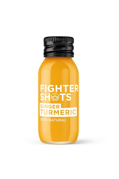 Fighter Shots Ginger Turmeric Shots (12x60ml) | Reduces Bloating | Boosts Immunity | 100% Natural
