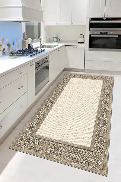 Hülya Home Mutfak Halısı Geometrik İskandinav Eskitmeli Dijital Baskı Yıkanab...