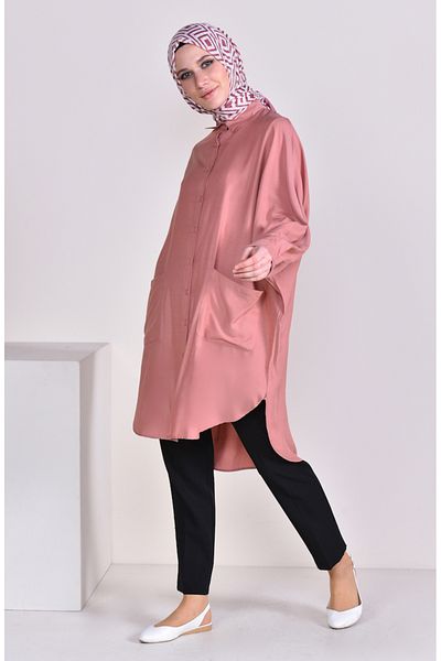 sefamerve Viscose Tunic 6480-08 - Με τσέπες και λεπτομέρεια από κρεμμύδι