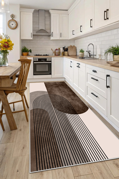 Evimle Makinede yıkanabilir kaymaz taban leke tutmaz mutfak halısı salon halısı /7028 Dikdörtgen