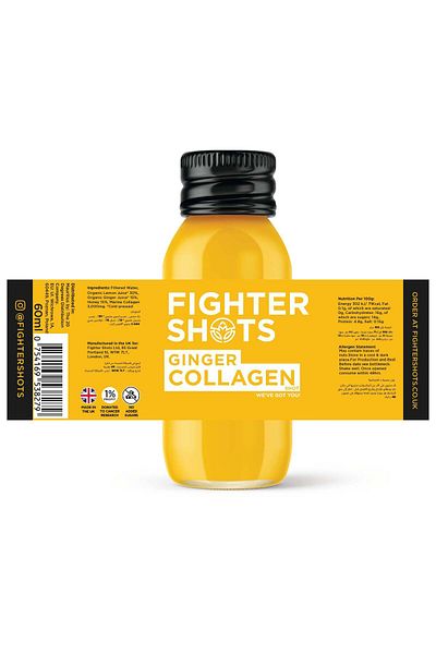 Fighter Shots Ginger + Marine Collagen 3,000mg, (12 x 60ml)